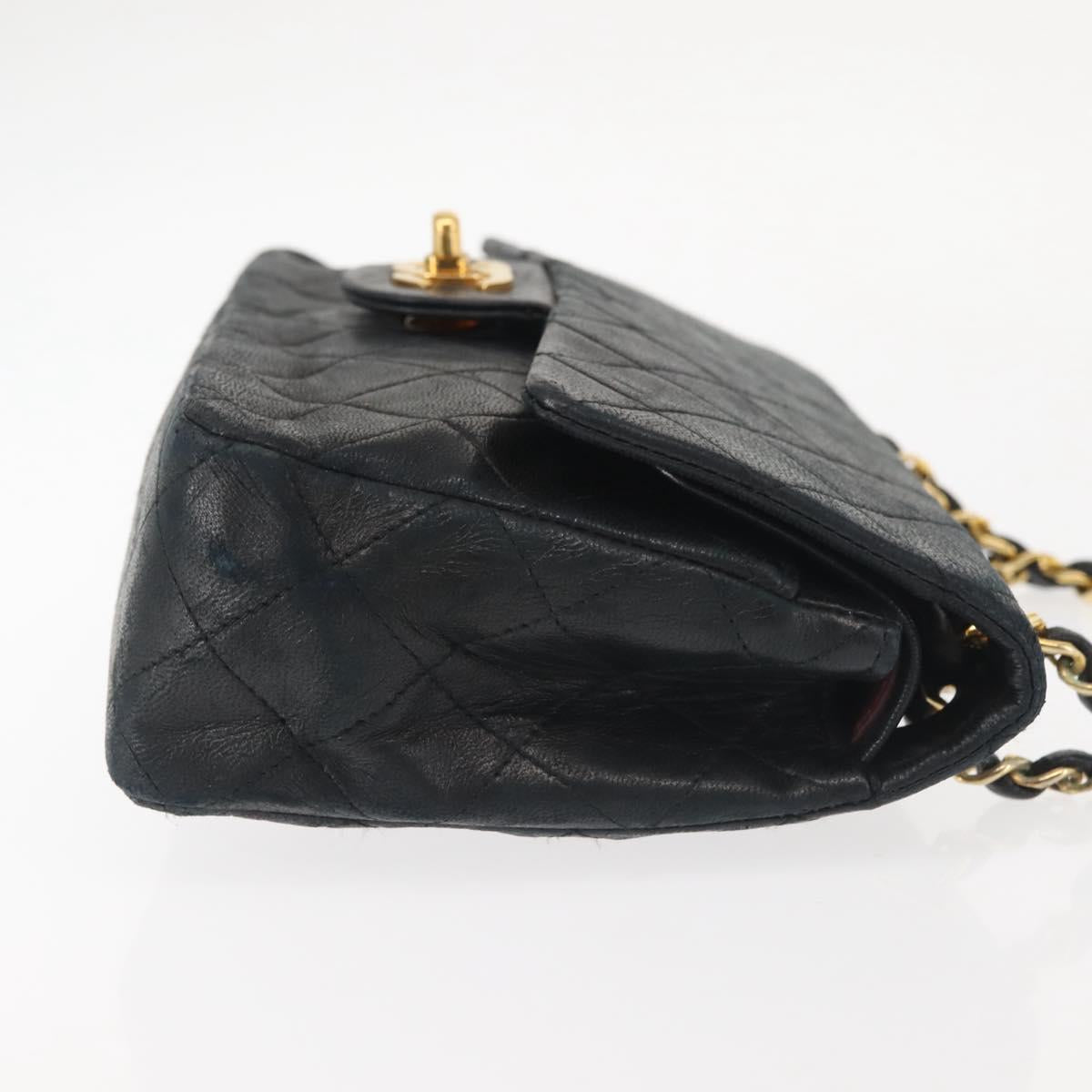 Chanel Vintage Square Classic Double Flap Bag Quilted Leather, BLACK, LEATHER, Shoulder bag