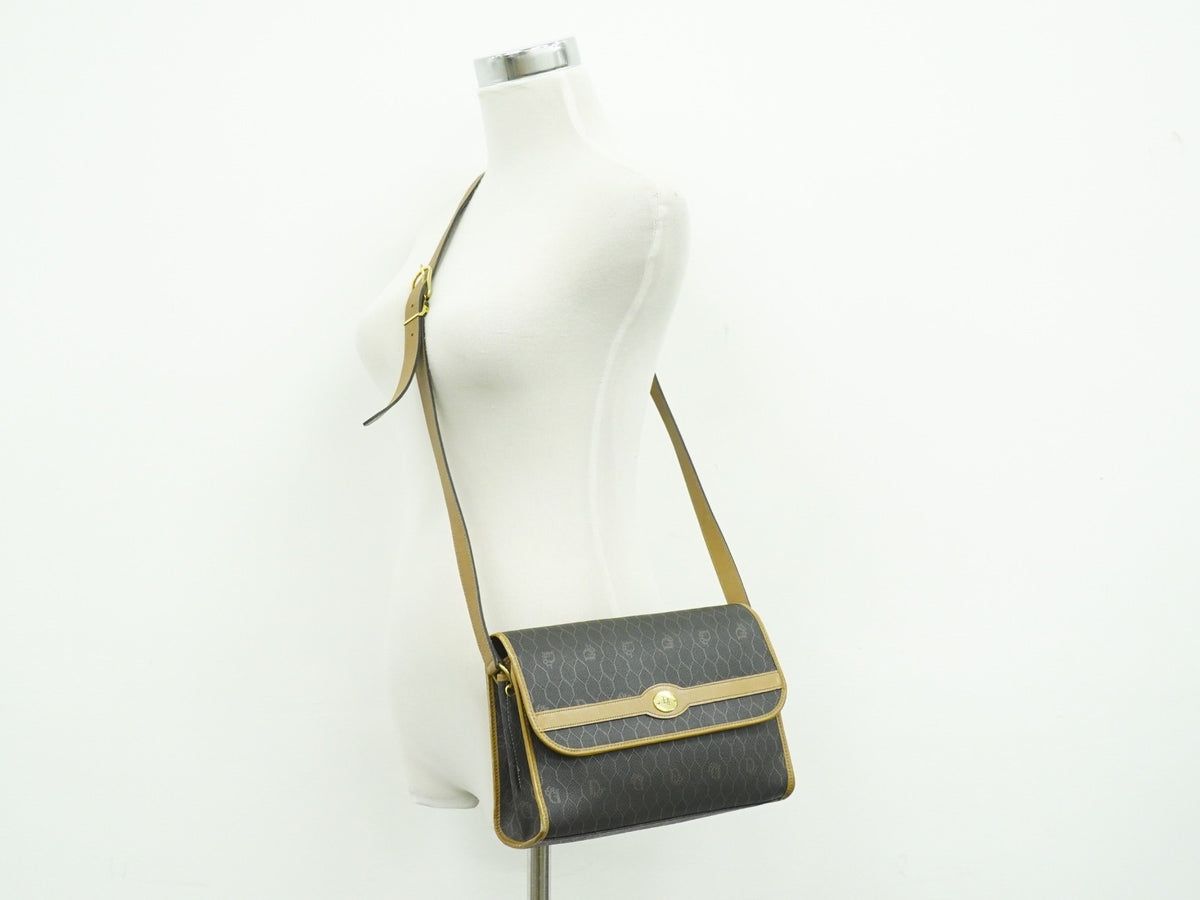 Christian Dior Vintage Honeycomb Canvas, Black, Canvas, Shoulder Bag