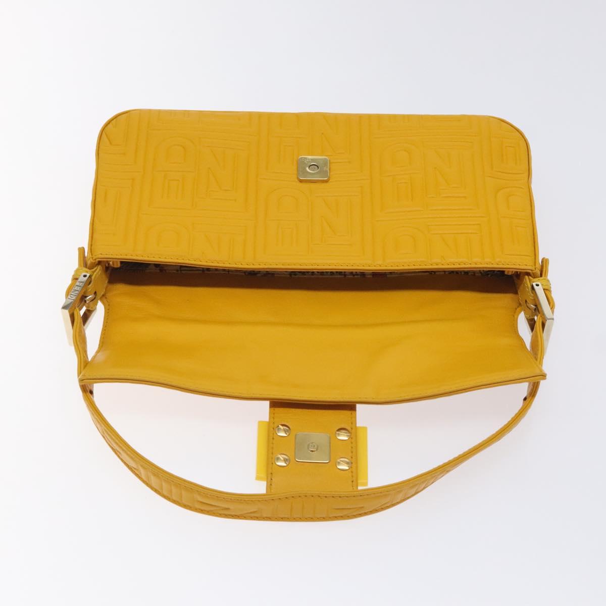 Fendi Mamma Baguette Shoulder Bag Canvas, YELLOW, LEATHER, Shoulder bag