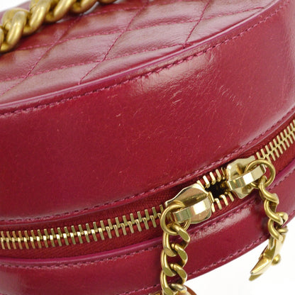 Chanel Round as Earth Glazed Calfskin, Red, Leather, Shoulder Bag