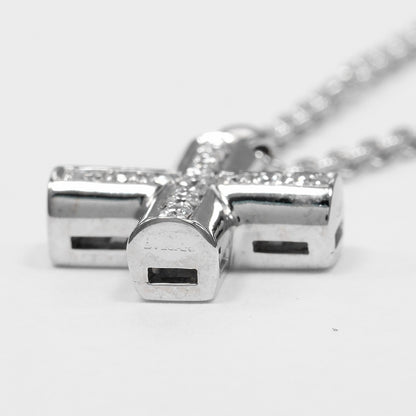 Bvlgari Greek Cross 18K White Gold with Diamonds, Silver, White Gold, Necklace