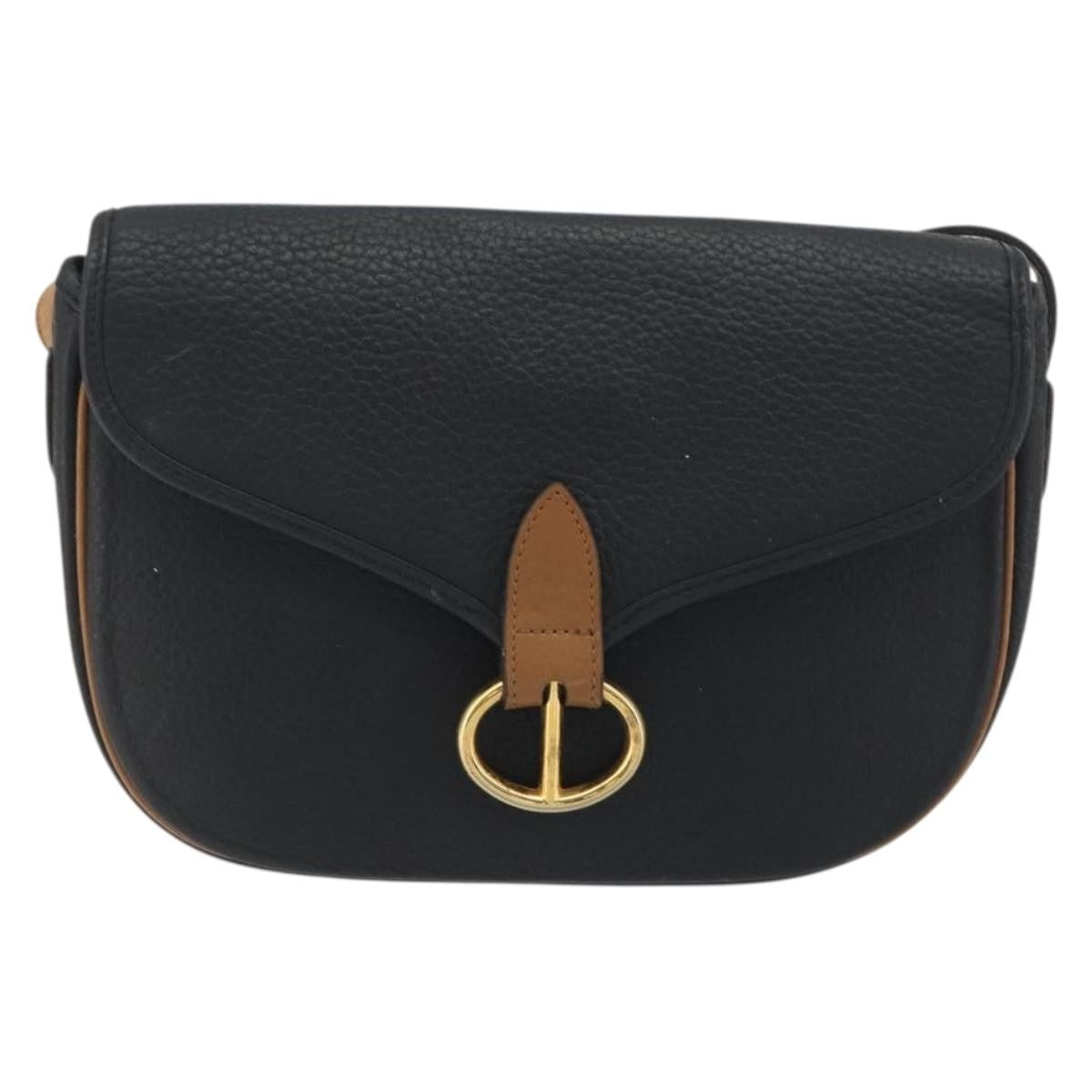Christian Dior Vintage CD Flap Leather, Black, Leather, Shoulder Bag