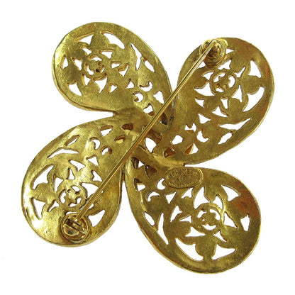 Chanel Logo CC Gold-plated, Gold, Gold Plated, Brooch