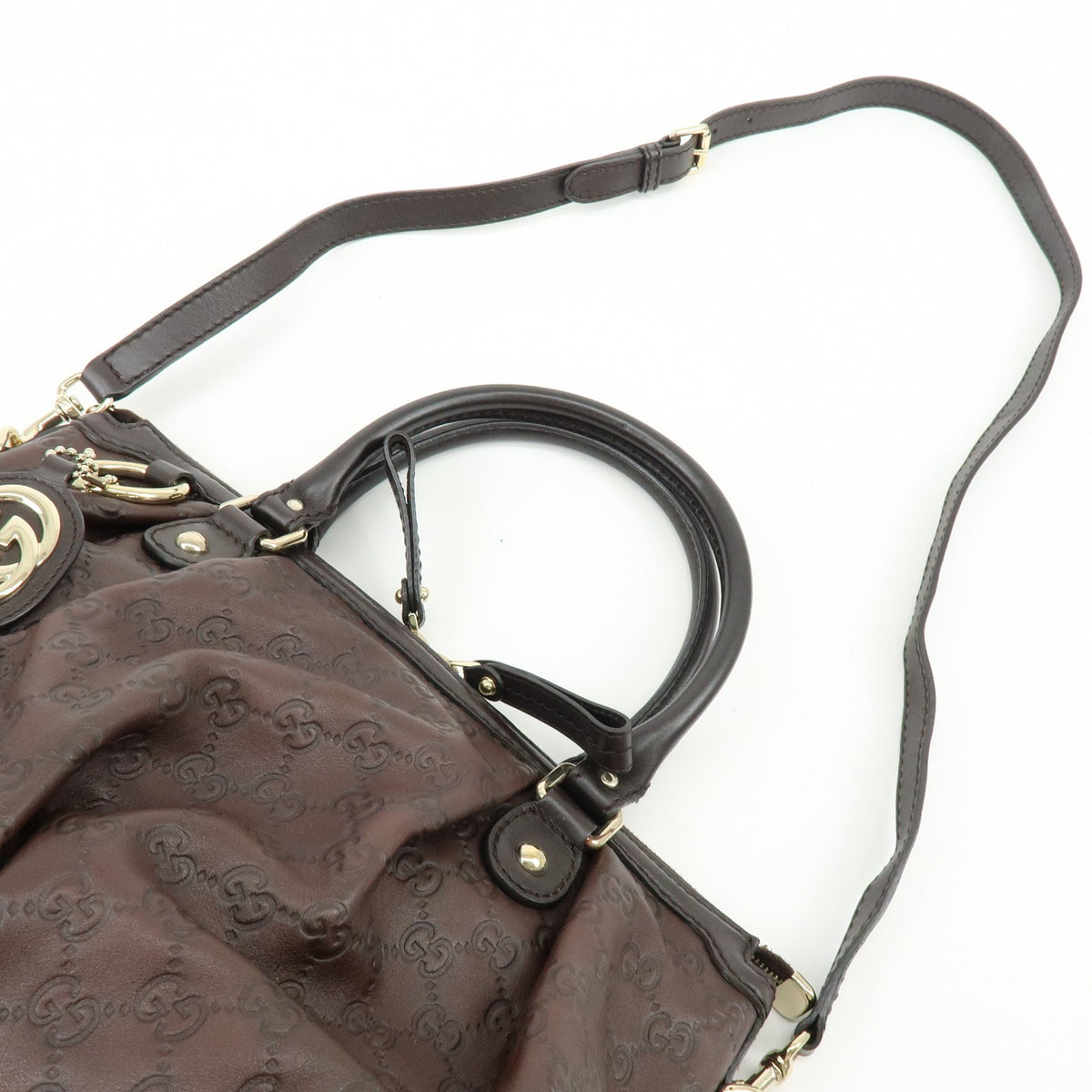 Gucci Sukey Top Handle Satchel Guccissima Leather, Brown, Leather, Handbag