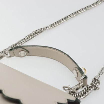 Fendi Kan I Leather, Gray, Leather, Shoulder Bag