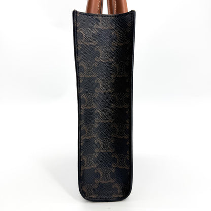 Celine Vertical Cabas Triomphe Coated Canvas, Black, Canvas, Tote Bag
