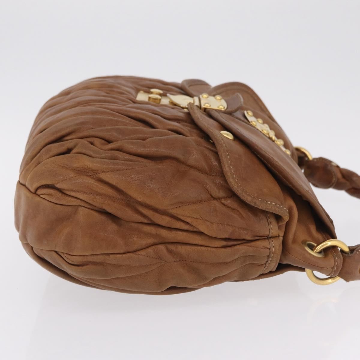 Miu Miu Coffer Convertible Hobo Matelasse Leather, Brown, Leather, Shoulder Bag