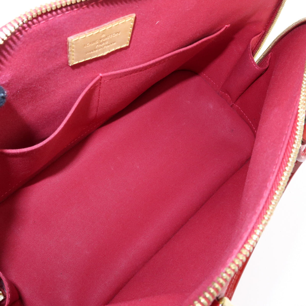 Louis Vuitton Alma Monogram Vernis, Red, Patent Leather, Handbag