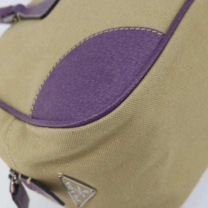 Prada Bowler Canvas with Leather, Beige, Canvas, Shoulder Bag