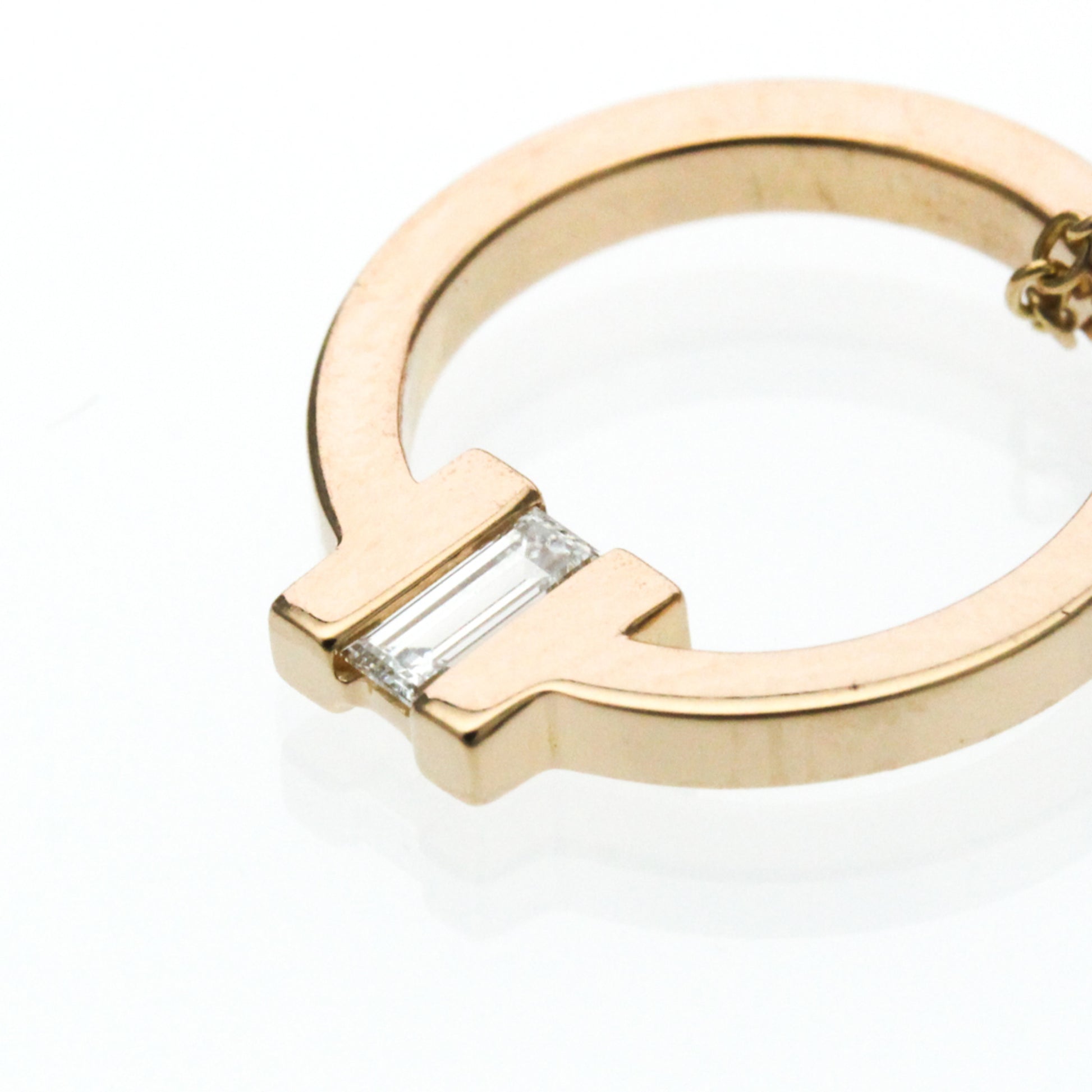 Tiffany & Co. T Circle Pendant 18K Rose Gold with Diamond, Gold, Pink Gold, Necklace