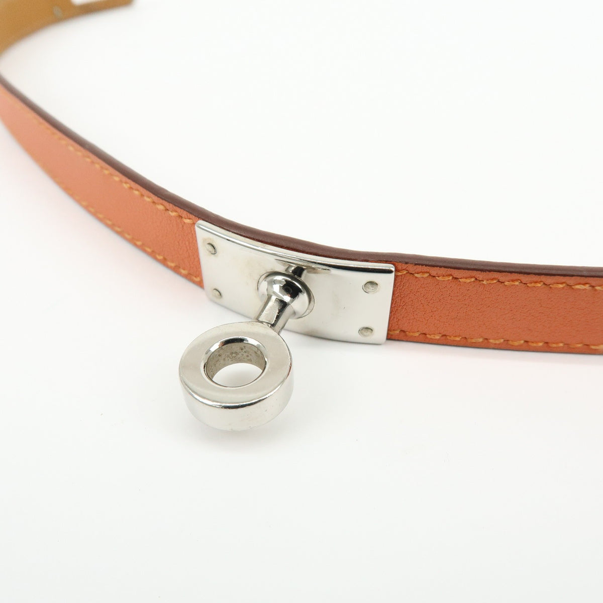 Hermes Kelly Double Tour Leather, Orange, Leather, Bracelet