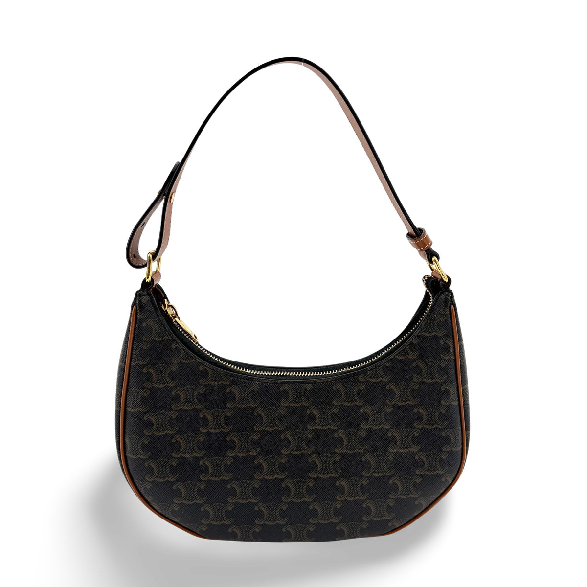 Celine Ava Triomphe Coated Canvas, Brown, Canvas, Handbag