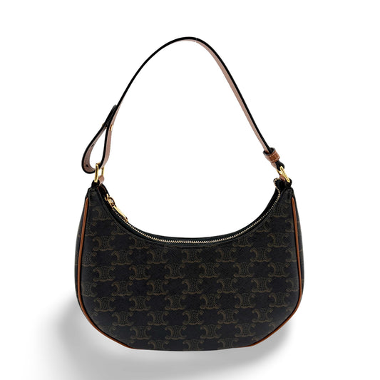 Celine Ava Triomphe Coated Canvas, Brown, Canvas, Handbag