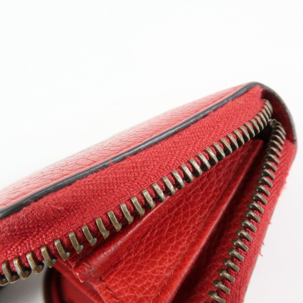 Gucci Logo Zip Card Case Printed Leather, Red, Leather, Wallet