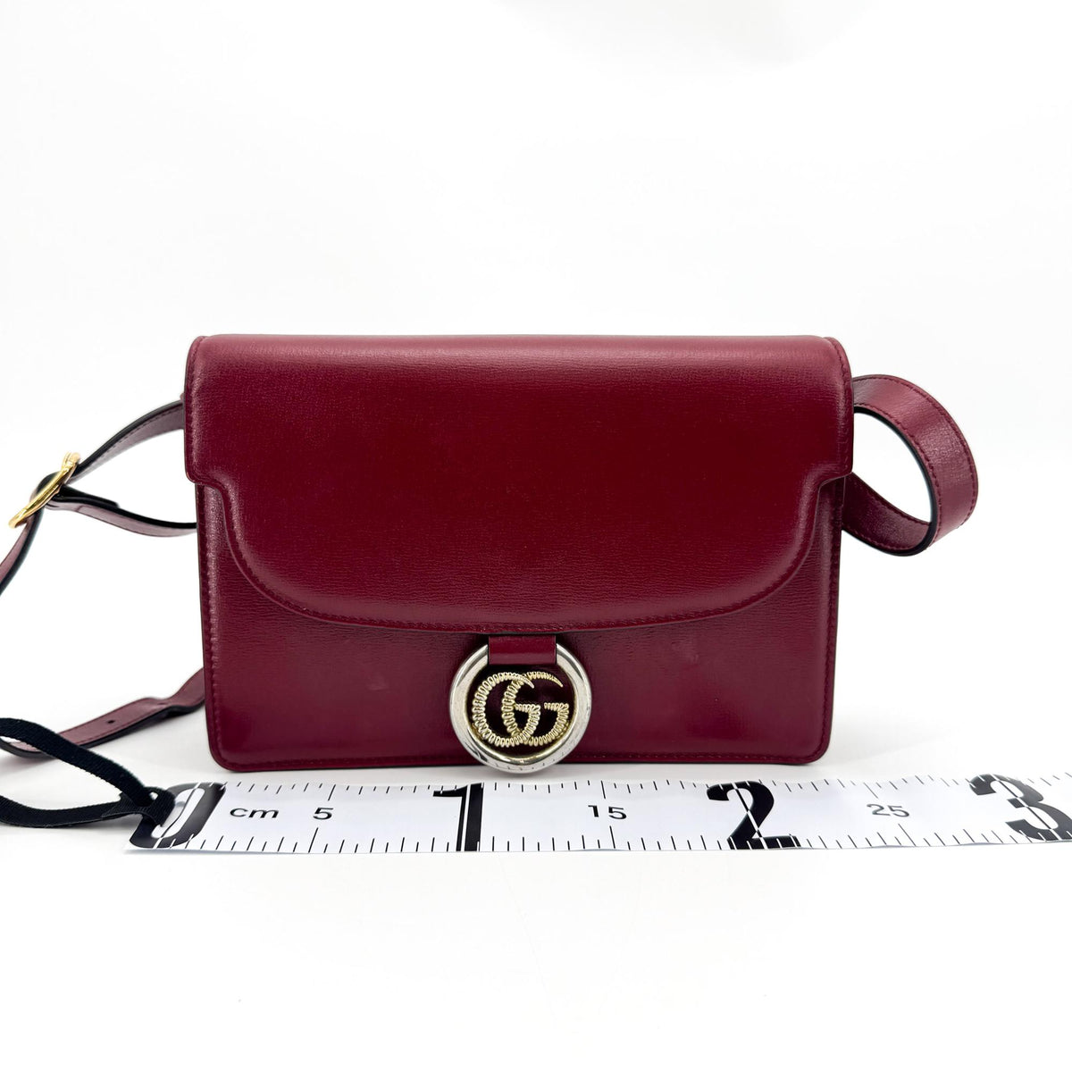 Gucci GG Ring Leather, Red, Leather, Shoulder Bag