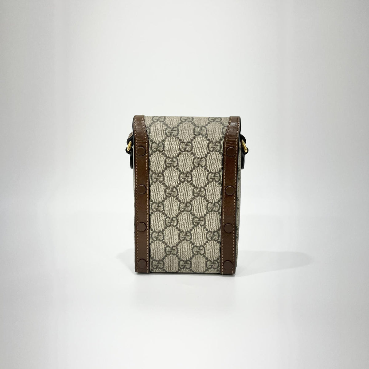 Gucci Horsebit 1955 GG Coated Canvas with Leather, Brown, Canvas, Crossbody Bag