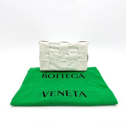 Bottega Veneta Brick Cassette Maxi Intrecciato Leather, White, Leather, Shoulder Bag