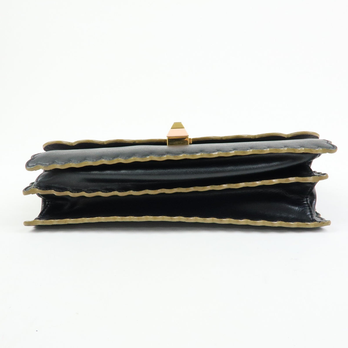 Fendi Kan I Leather, Black, Leather, Shoulder Bag
