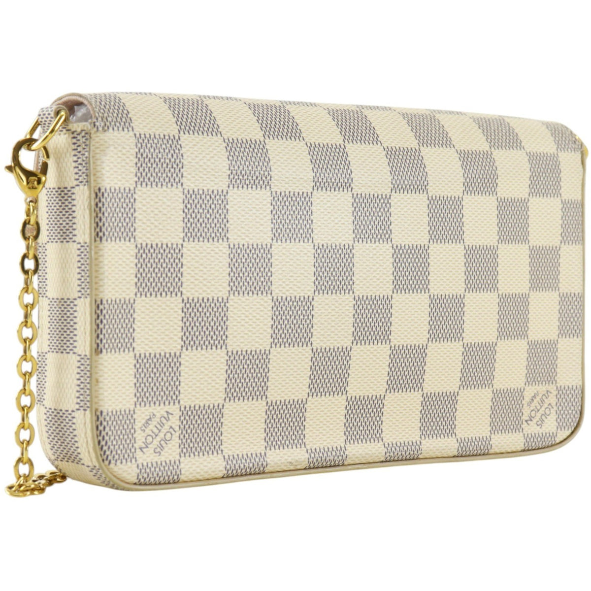 Louis Vuitton Pochette Felicie Damier, White, Canvas, Clutch