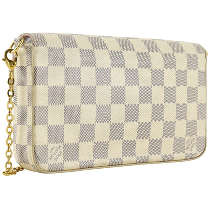 Louis Vuitton Pochette Felicie Damier, White, Canvas, Clutch