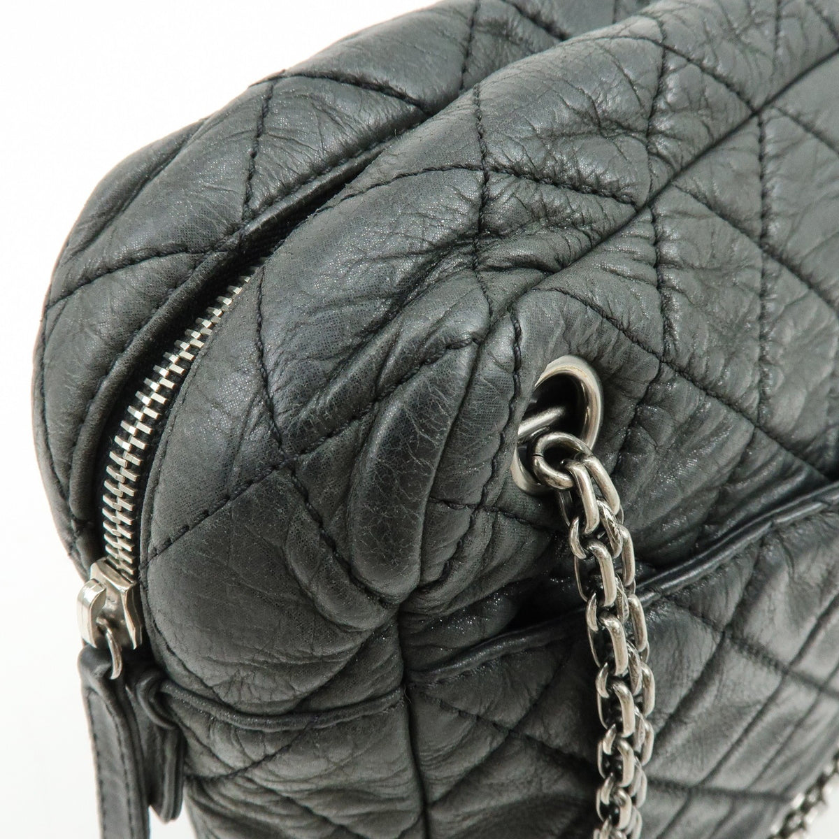 Chanel Shoulder Quilted Leather, Black, Calfskin, Shoulder Bag