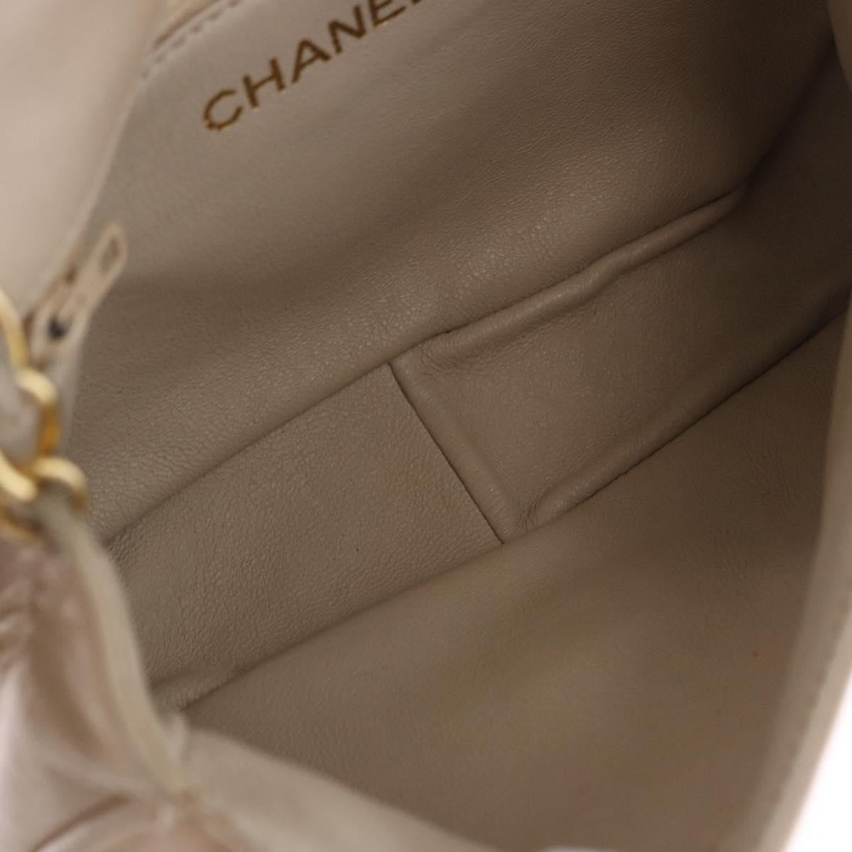 Chanel Vintage CC Stitch Flap Leather, Beige, Leather, Shoulder Bag