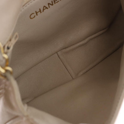 Chanel Vintage CC Stitch Flap Leather, Beige, Leather, Shoulder Bag