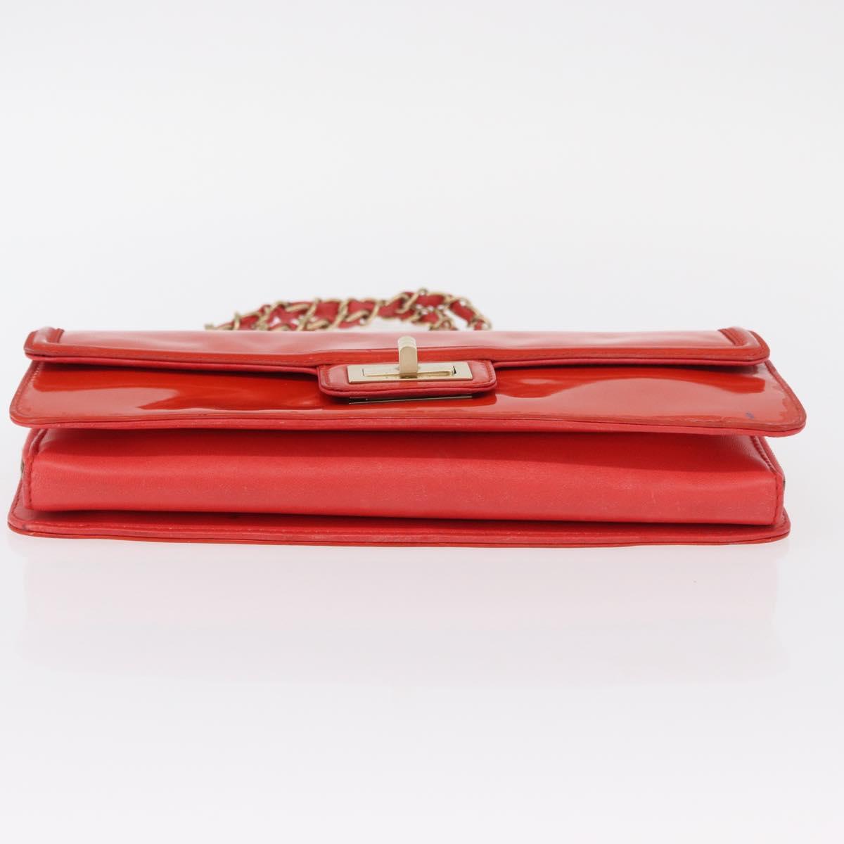 Chanel Chain Flap Shoulder Bag Leather, ORANGE, PATENT_LEATHER, Shoulder bag