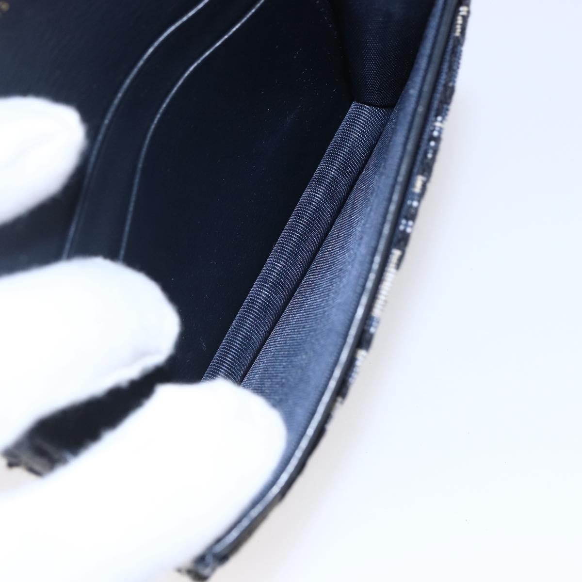 Christian Dior Saddle Card Case Oblique Canvas, Navy, Canvas, Card Holder