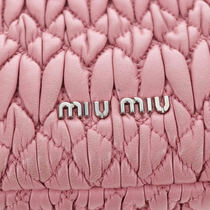 Miu Miu Crystal Convertible Top Handle Matelasse Leather, Pink, Leather, Handbag