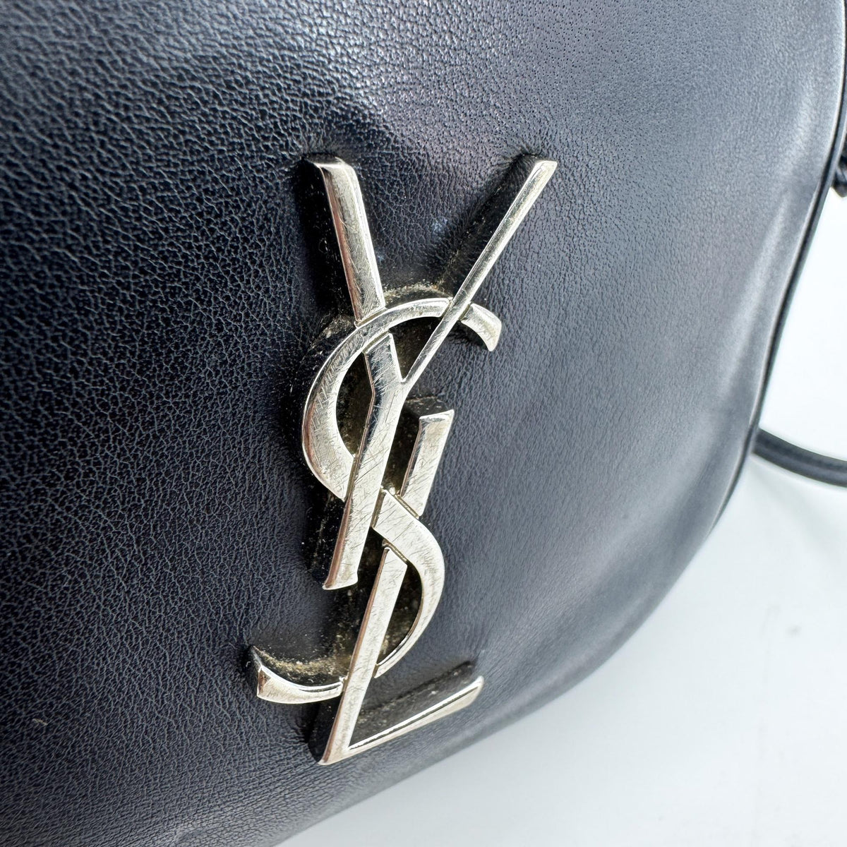 Saint Laurent Classic Monogram Blogger Leather, Black, Leather, Crossbody Bag