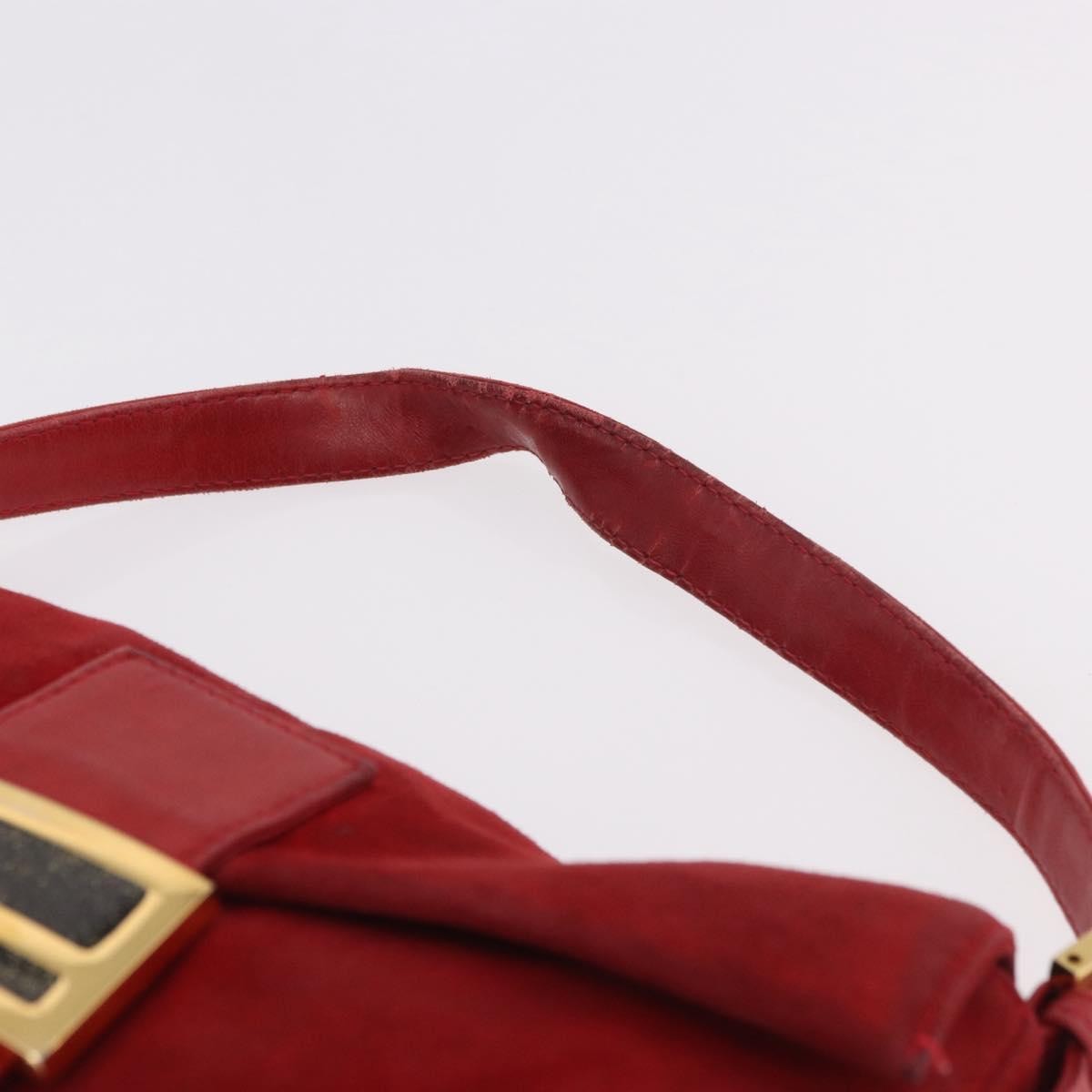 Fendi Baguette Leather, Red, Suede, Shoulder Bag
