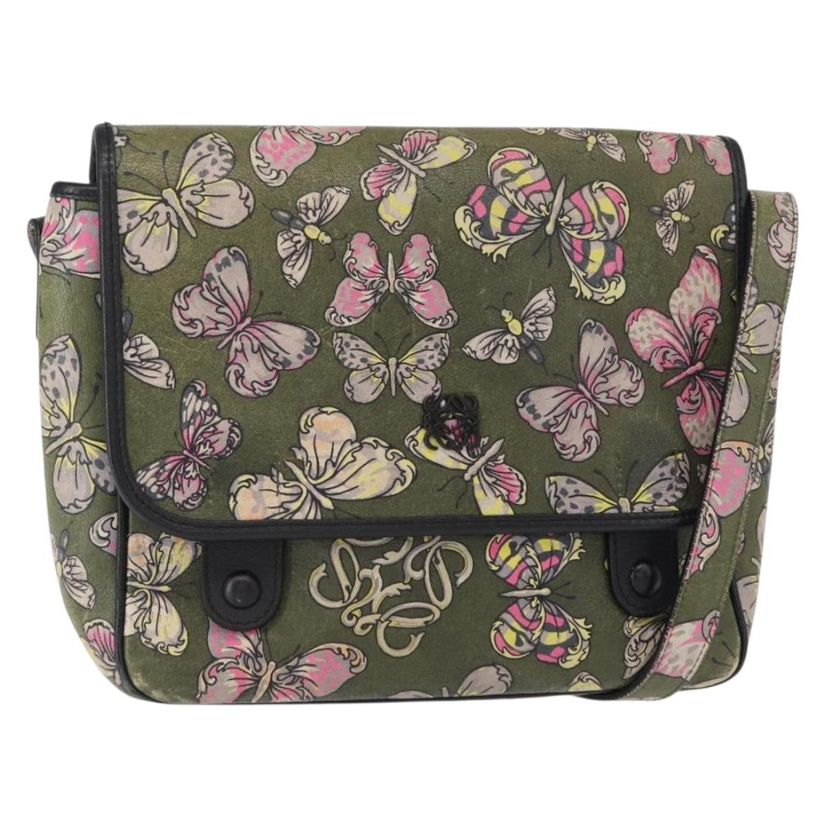 Loewe Messenger Printed Leather, Green, Leather, Handbag