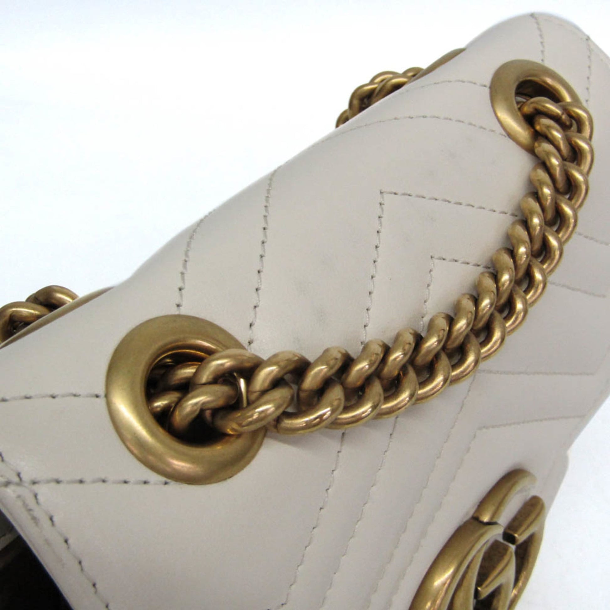 Gucci GG Marmont Square Flap Matelasse Leather, White, Leather, Shoulder Bag