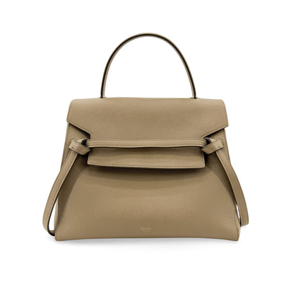 Celine Belt Calfskin, Beige, Leather, Handbag