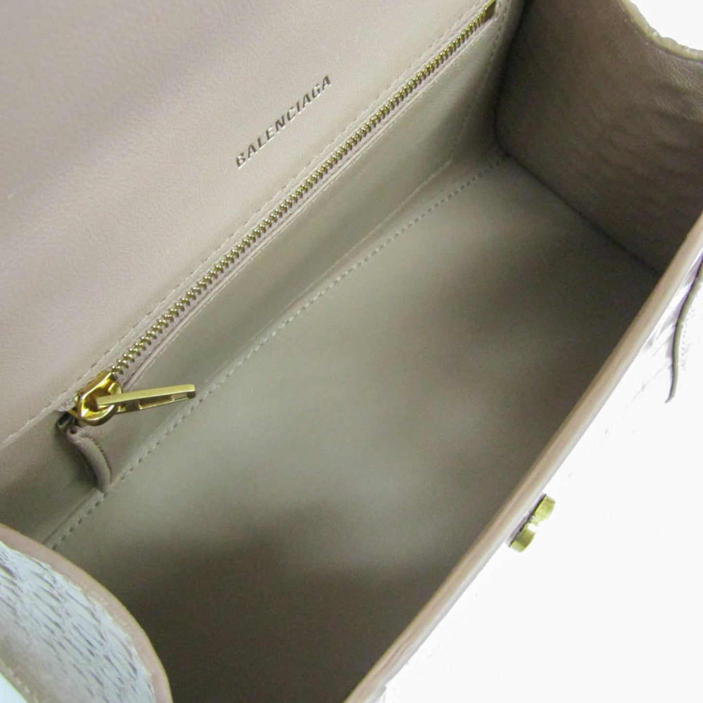 Balenciaga Hourglass Crocodile Embossed, Pink, Leather, Handbag