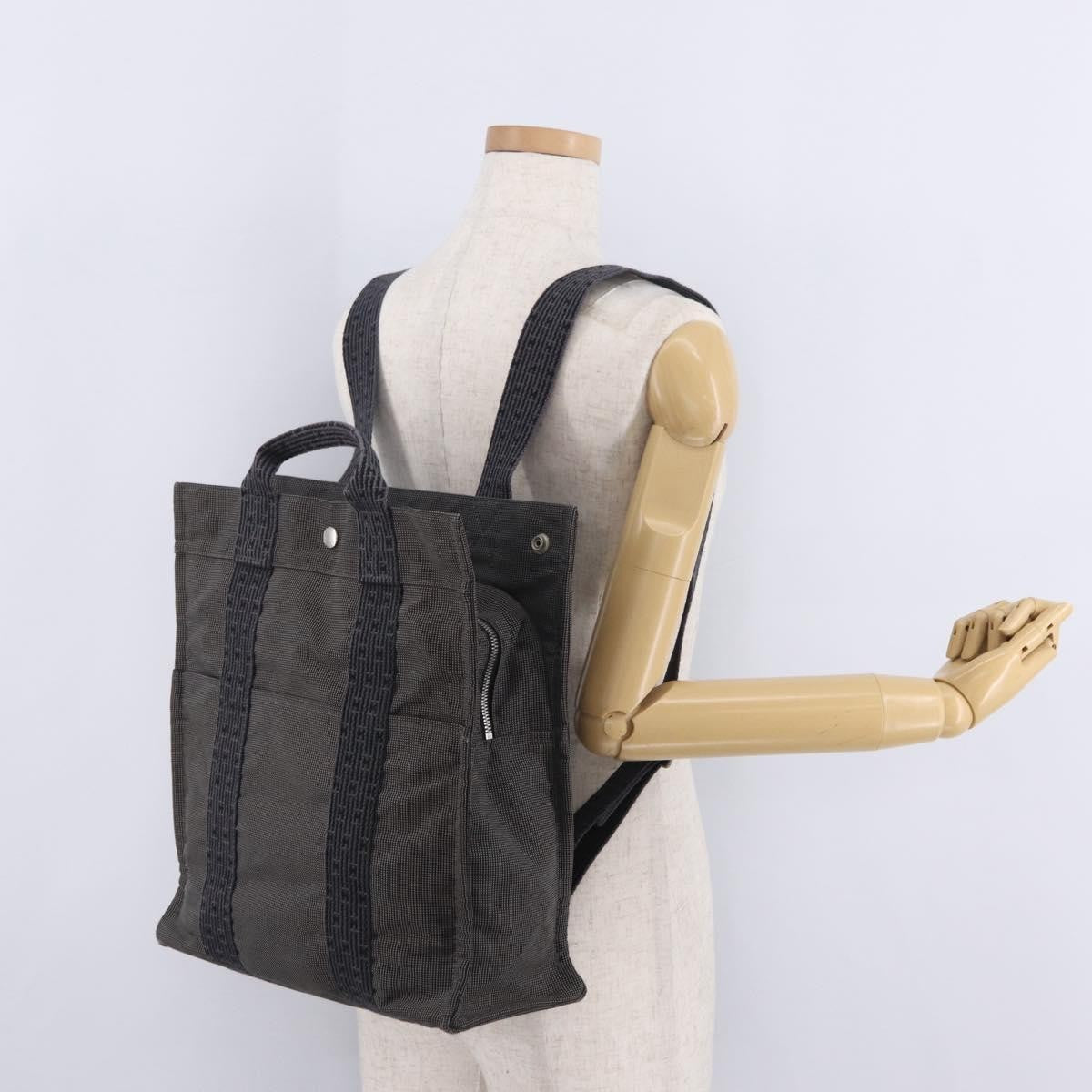 Hermes Herline Canvas, Gray, Canvas, Backpack