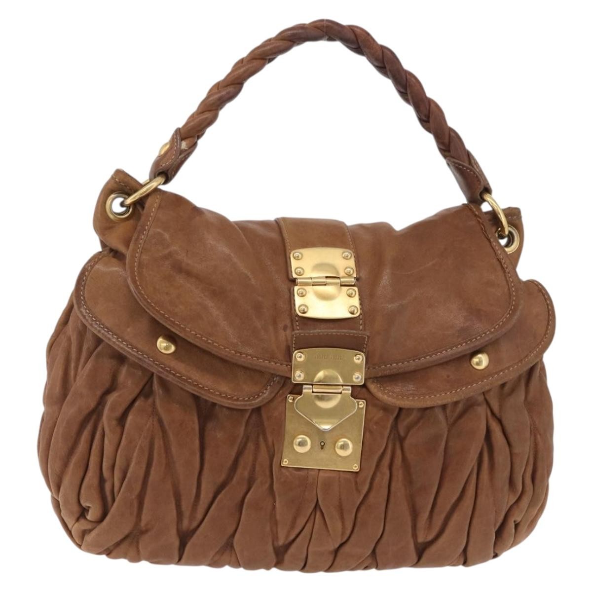 Miu Miu Coffer Convertible Hobo Matelasse Leather, Brown, Leather, Shoulder Bag