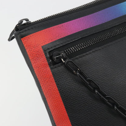 Louis Vuitton Pochette A4 Rainbow Taiga Leather, Black, Leather, Clutch