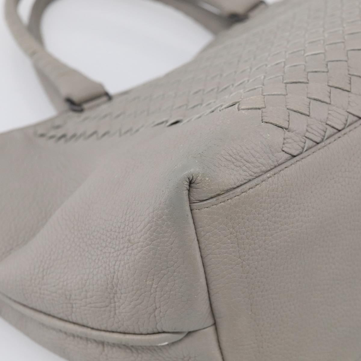 Bottega Veneta Side Snap Leather and Intrecciato Nappa, Gray, Leather, Tote Bag