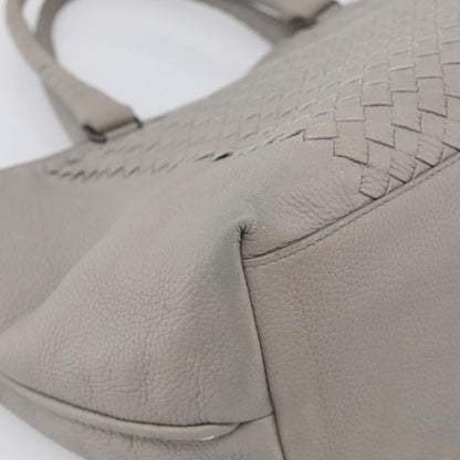 Bottega Veneta Side Snap Leather and Intrecciato Nappa, Gray, Leather, Tote Bag