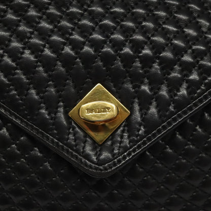 Bally Vintage Quilted Leather, Black, Leather, Handbag