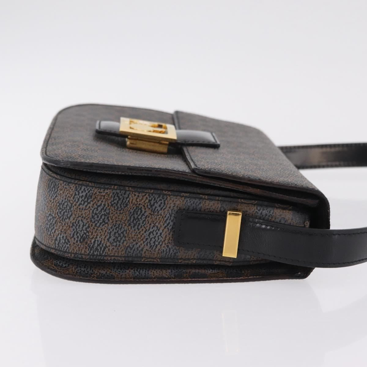 Celine Vintage Horse Carriage C Macadam Canvas and Leather, Black, Canvas, Shoulder Bag