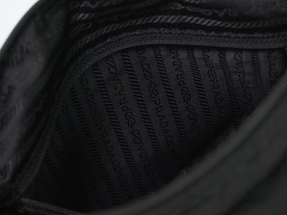 Prada Zip Buckle Messenger Tessuto, Black, Nylon, Shoulder Bag
