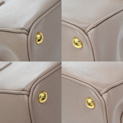 Prada Double Zip Lux Saffiano Leather, Pink, Leather, Tote Bag
