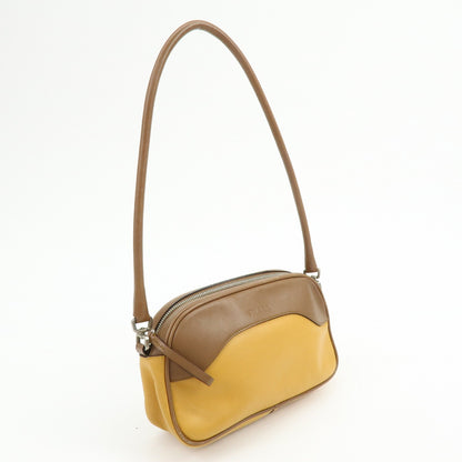 Prada Shoulder Leather, Yellow, Leather, Shoulder Bag