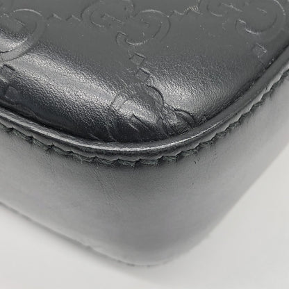 Gucci Buckle Flap Messenger Guccissima Leather, Black, Leather, Shoulder Bag