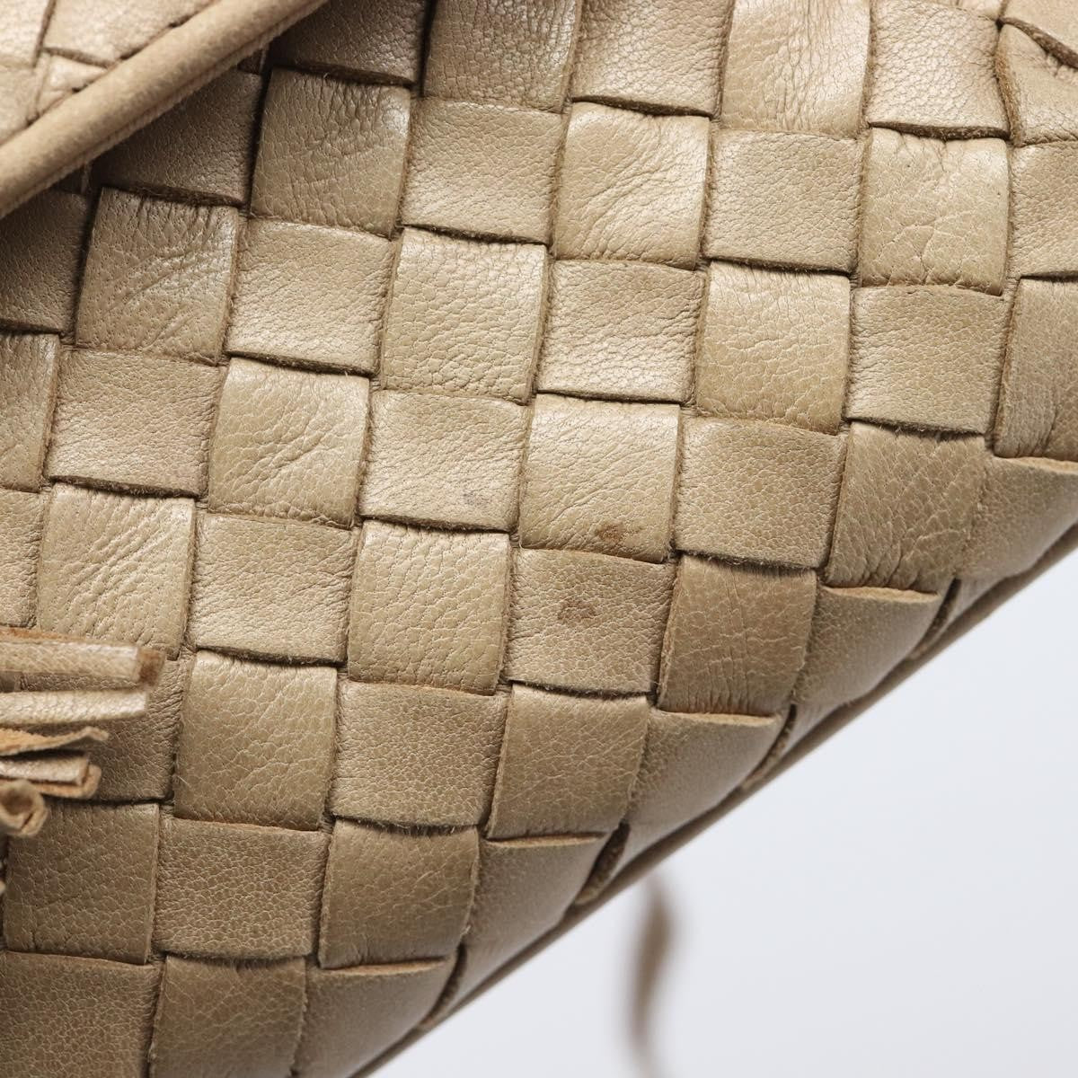 Bottega Veneta Tassel Flap Intrecciato Nappa, Beige, Leather, Crossbody Bag