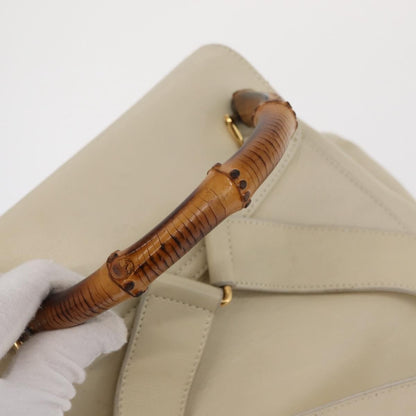 Gucci Vintage Bamboo Leather, Gold, Leather, Backpack