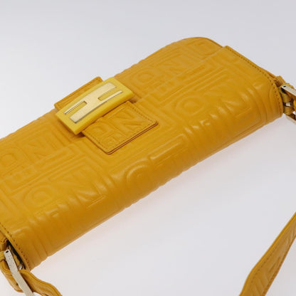 Fendi Mamma Baguette Shoulder Bag Canvas, YELLOW, LEATHER, Shoulder bag